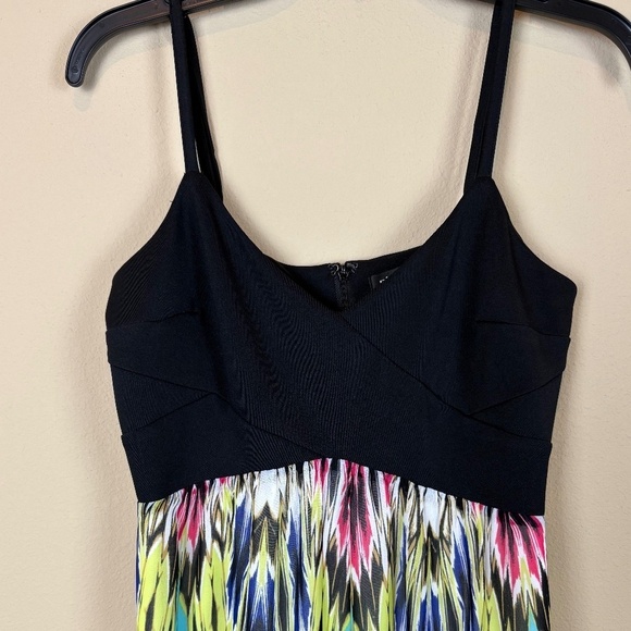 NWT Nicole by Nicole Miller Black Empire Waist with Colorful Print Maxi Dress - Picture 2 of 9
